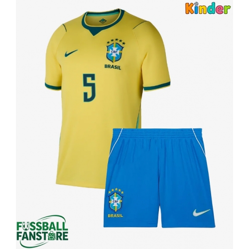 Brasilien Casemiro #5 Replik Heimtrikot Kinder WM 2026 Kurzarm (+ Kurze Hosen)